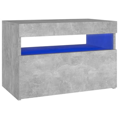Comodino con Luci LED Grigio Cemento 60x35x40 cm