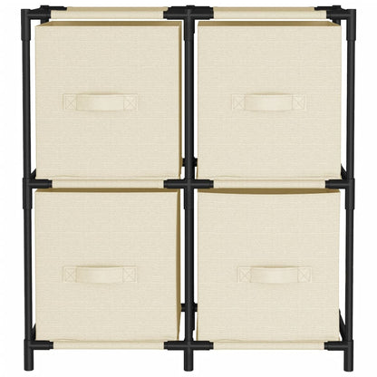 Armadietto con 4 Cesti in Tessuto Crema 63x30x71 cm Acciaio