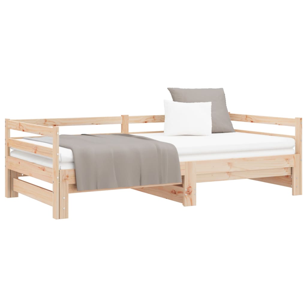 Divano Letto Estraibile in Legno Massello di Pino 2x(90x200) cm