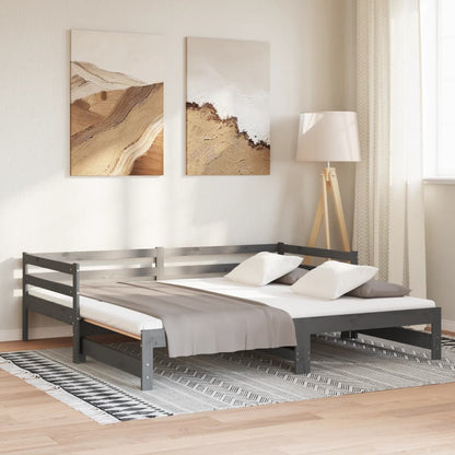 Dormeuse Estraibile Grigia in Massello di Pino 2x(90x200) cm