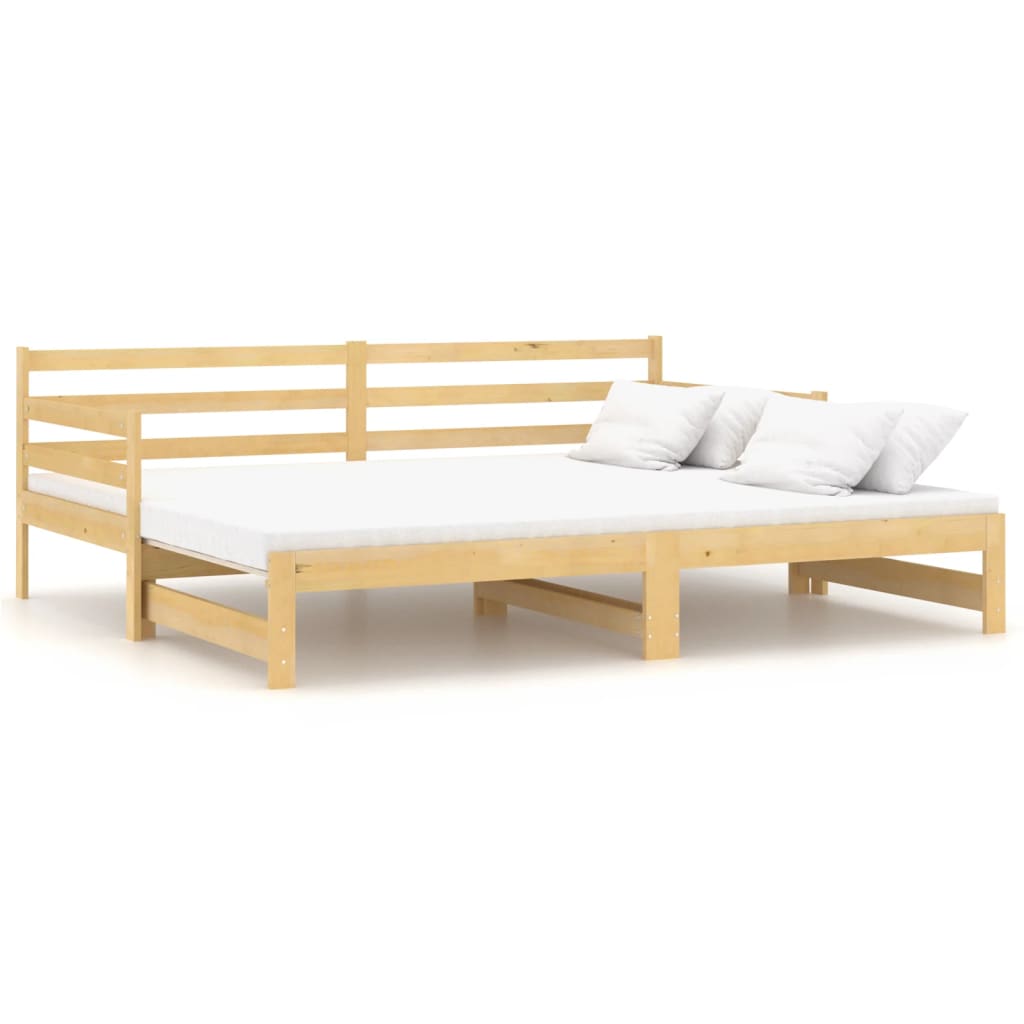 Divano Letto Estraibile in Legno Massello di Pino 2x(90x200) cm