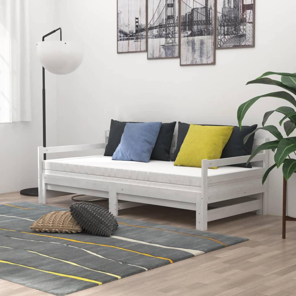 Dormeuse Estraibile Bianca in Massello di Pino 2x(90x200) cm