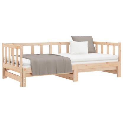 Divano Letto Estraibile in Legno Massello di Pino 2x(90x200) cm