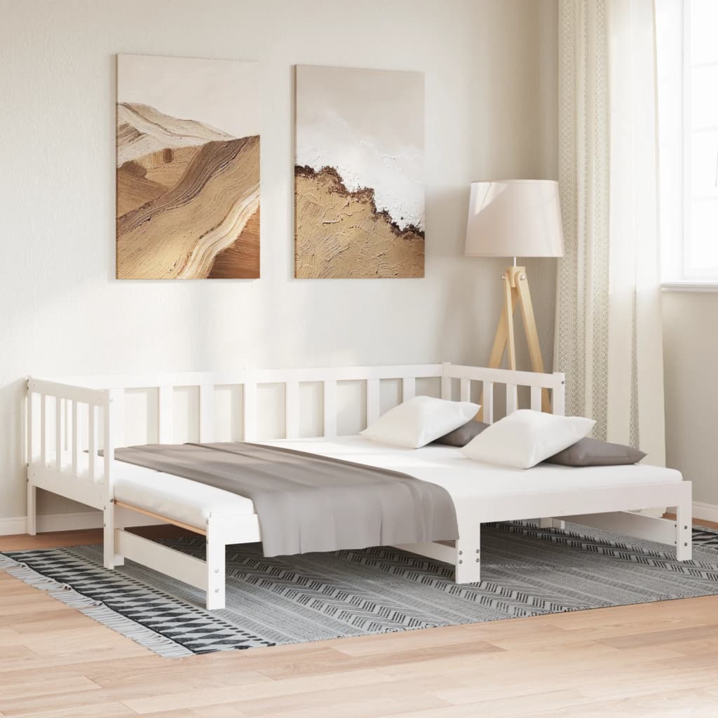 Dormeuse Estraibile Bianca in Massello di Pino 2x(90x200) cm