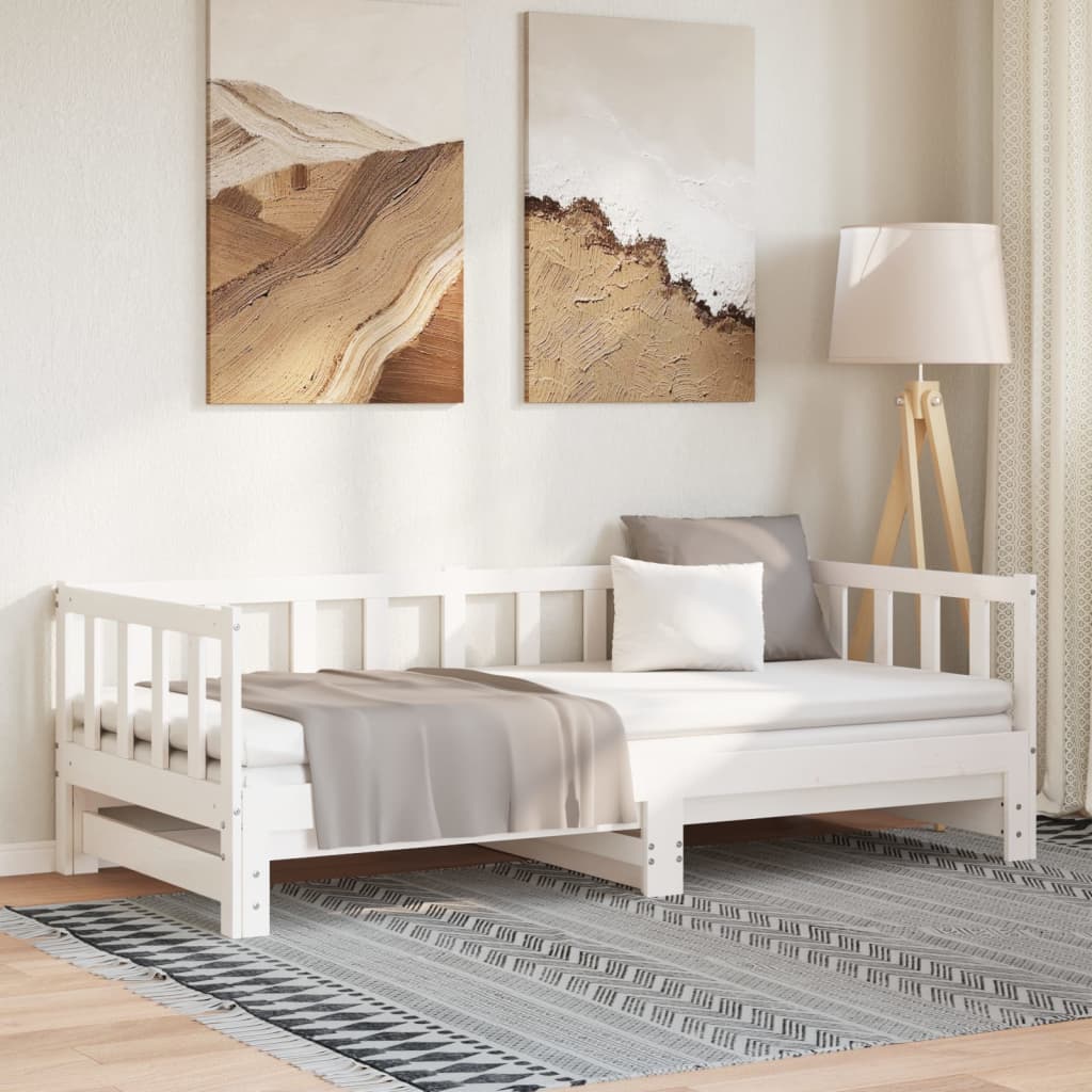 Dormeuse Estraibile Bianca in Massello di Pino 2x(90x200) cm
