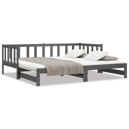 Dormeuse Estraibile Grigia in Massello di Pino 2x(90x200) cm