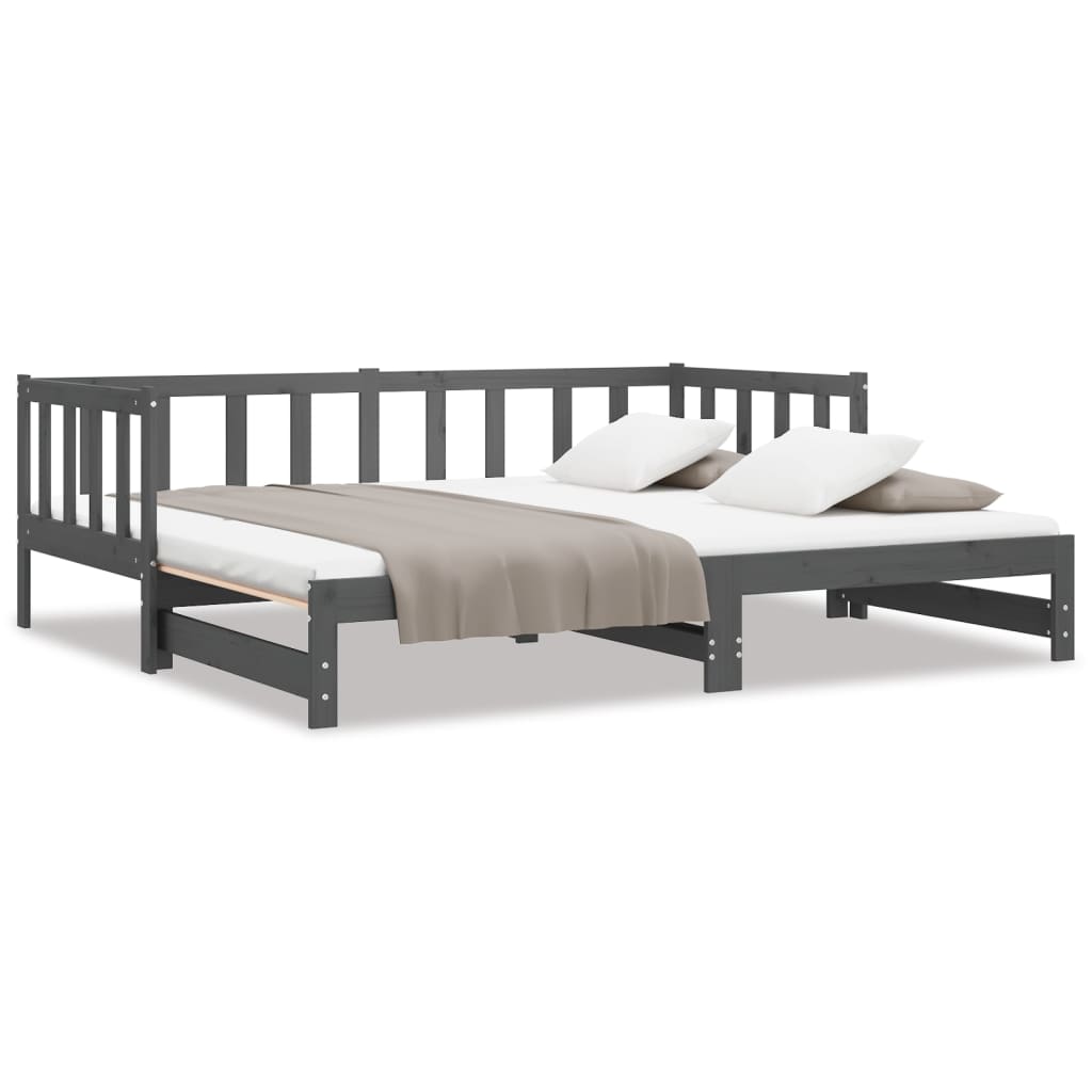 Dormeuse Estraibile Grigia in Massello di Pino 2x(90x200) cm