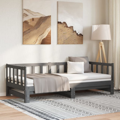 Dormeuse Estraibile Grigia in Massello di Pino 2x(90x200) cm