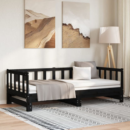 Dormeuse Estraibile Nera Massello di Pino 2x(90x200) cm