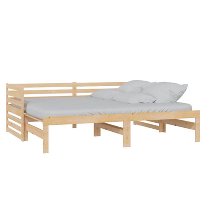 Divano Letto Estraibile in Legno Massello di Pino 2x(90x200) cm