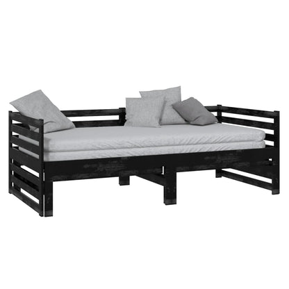 Dormeuse Estraibile Nera in Massello di Pino 2x(90x200) cm