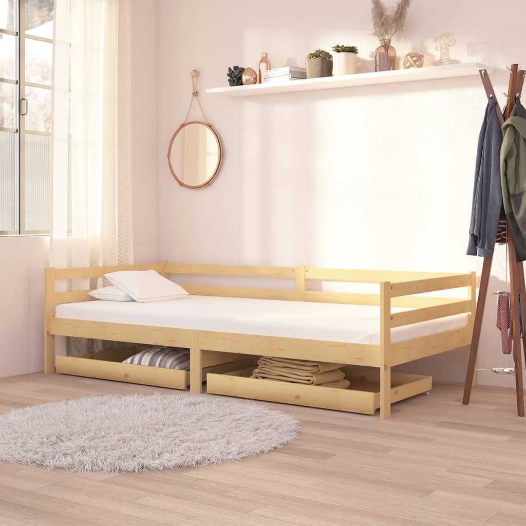 Cassettoni da Letto 2 pz in Legno Massello di Pino