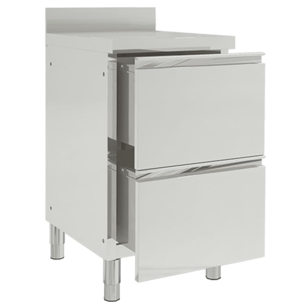 Mobiletti da Cucina Commerciale a 2 Cassetti 2 pz Acciaio Inox
