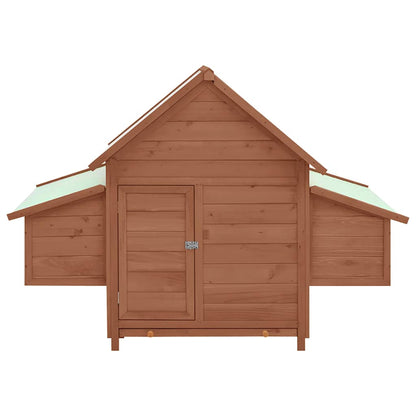 Pollaio Moka e Bianco 150x96x110 cm Legno Massello di Abete