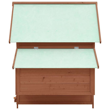 Pollaio Moka e Bianco 150x96x110 cm Legno Massello di Abete