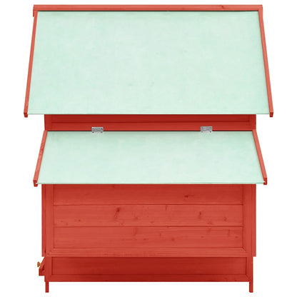 Pollaio Rosso e Bianco 150x96x110 cm Legno Massello di Abete
