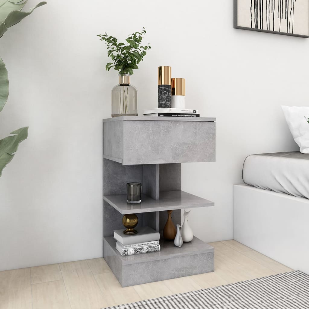 Comodini 2 pz Grigio Cemento 40x35x65 cm