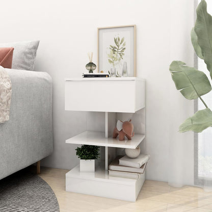 Comodini 2 pz Bianco Lucido 40x35x65 cm