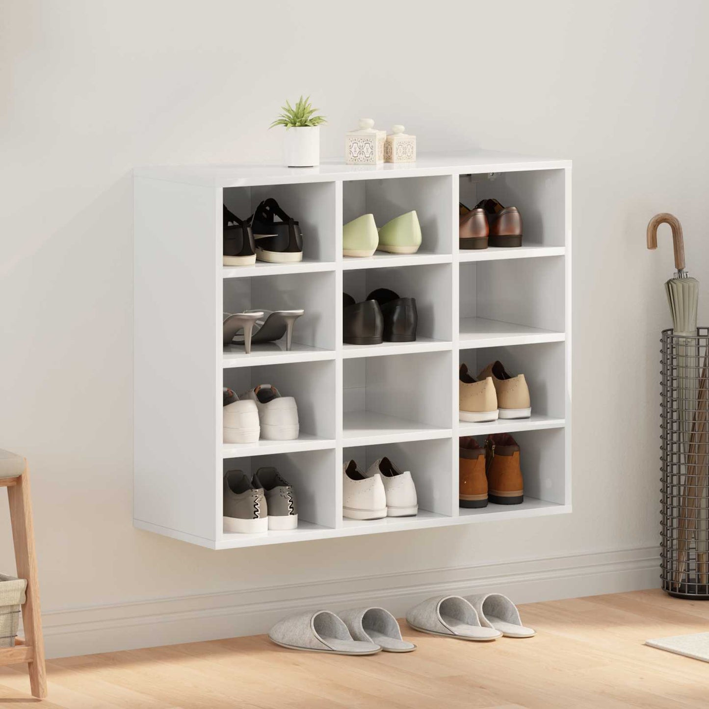 Mobile per scarpe Bianco 77,5 x 30 x 67 cm Legno multistrato