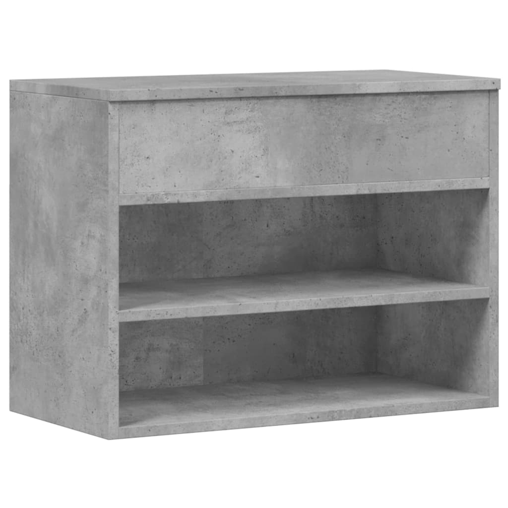 Panca Portascarpe Grigio Cemento 60x30x45 cm in Truciolato