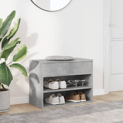 Panca Portascarpe Grigio Cemento 60x30x45 cm in Truciolato