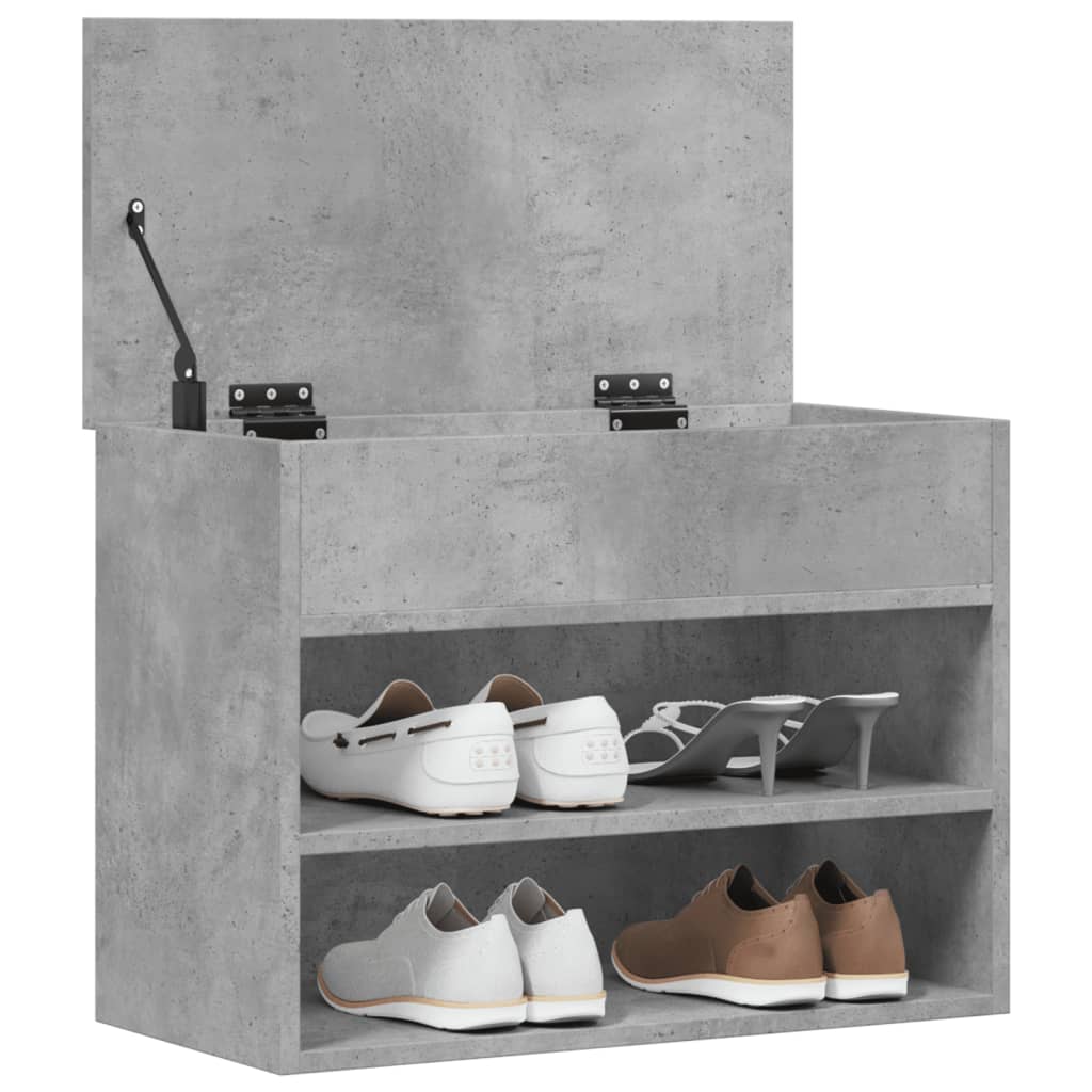 Panca Portascarpe Grigio Cemento 60x30x45 cm in Truciolato