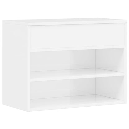 Scarpiera con Panchina Bianco Lucido 60x30x45 cm in Truciolato