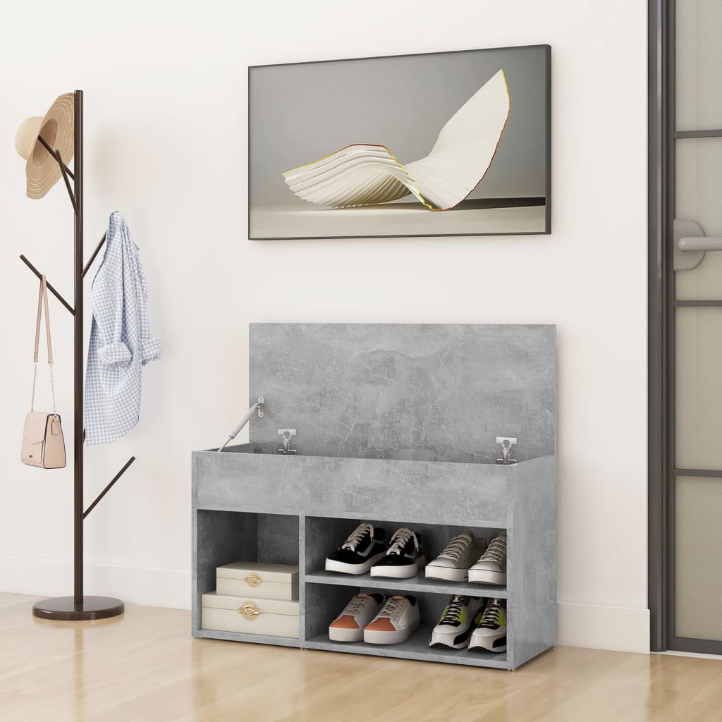 Panca Portascarpe Grigio Cemento 80x30x45 cm in Truciolato