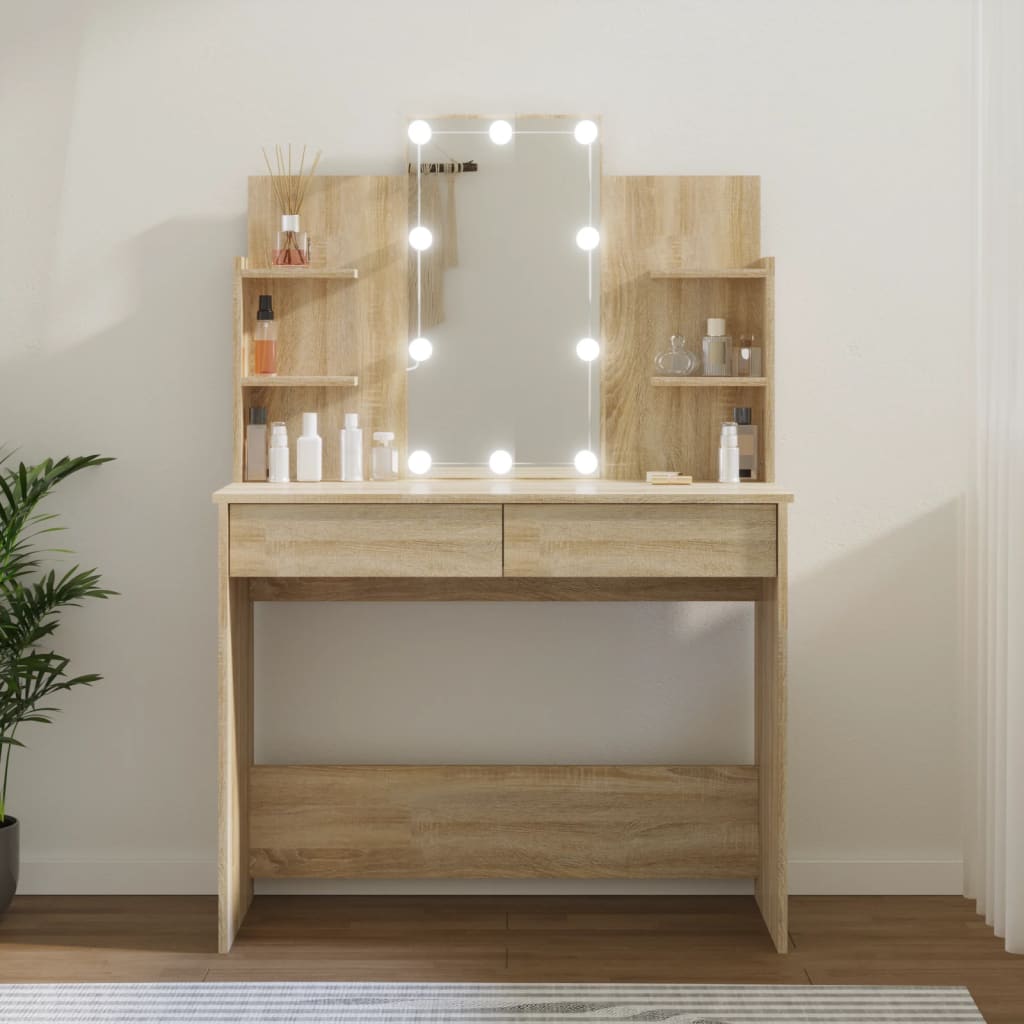 Toeletta con LED Rovere Sonoma 96x40x142 cm