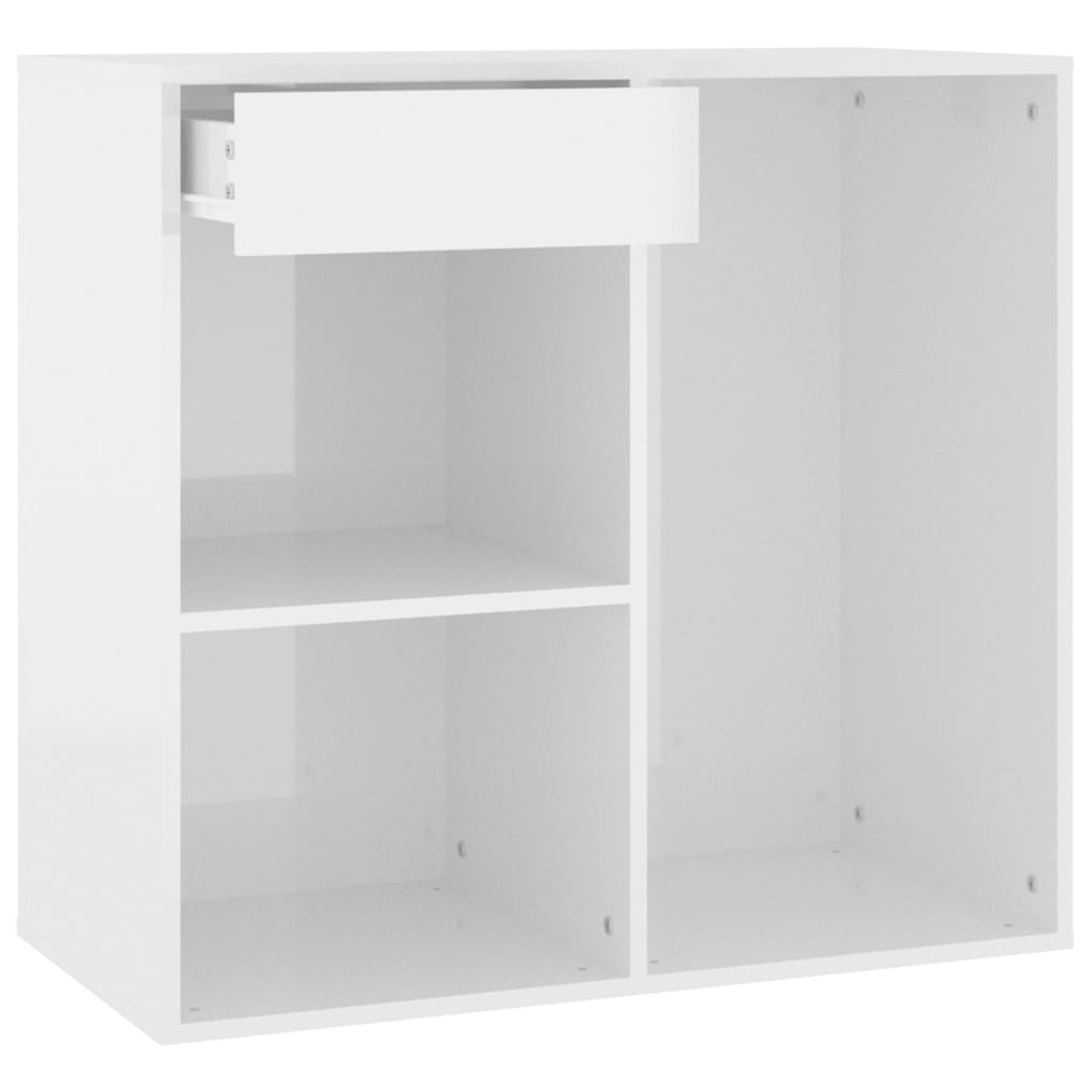 Armadietto per Cosmetici Bianco Lucido 80x40x75 cm in Legno