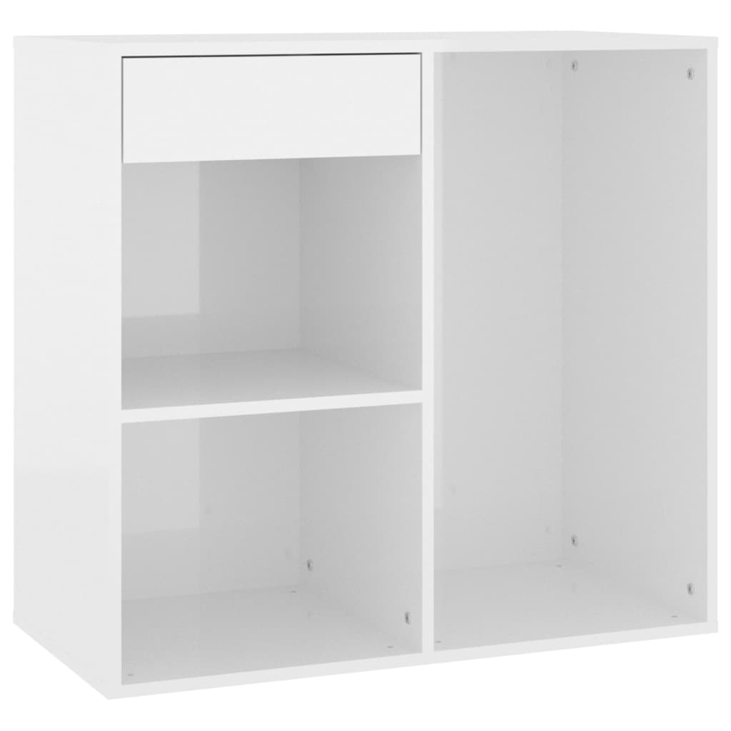 Armadietto per Cosmetici Bianco Lucido 80x40x75 cm in Legno