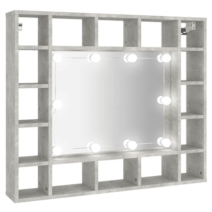 Mobile a Specchio con LED Grigio Cemento 91x15x76,5 cm