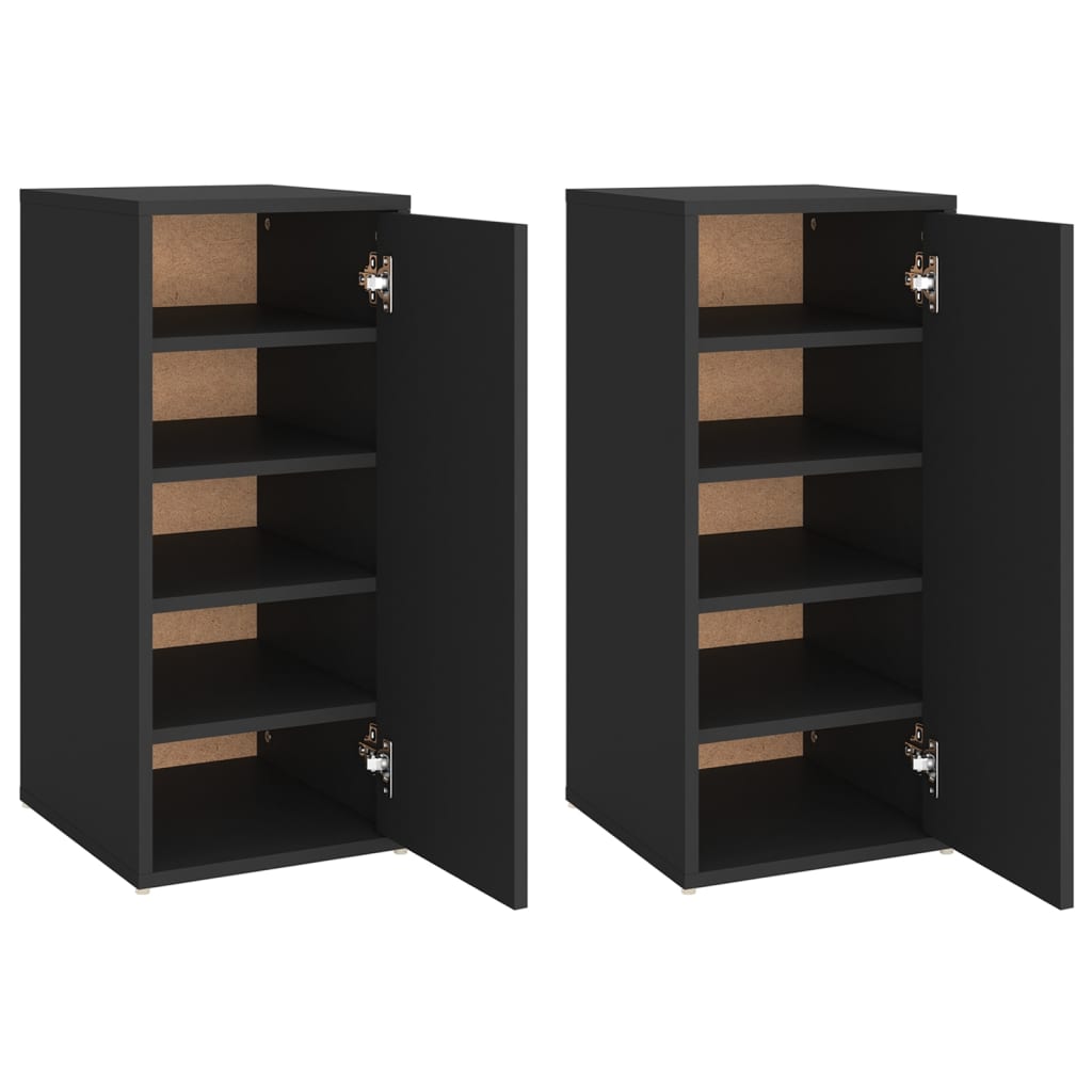 Scarpiere 2 pz Nere 32x35x70 cm in Truciolato