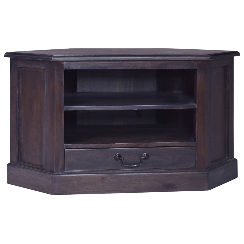 Mobile TV ad Angolo Nero Luminoso 80x40x49 cm Legno di Mogano