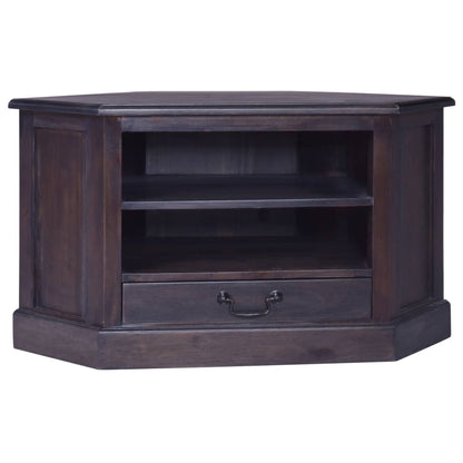 Mobile TV ad Angolo Nero Luminoso 80x40x49 cm Legno di Mogano