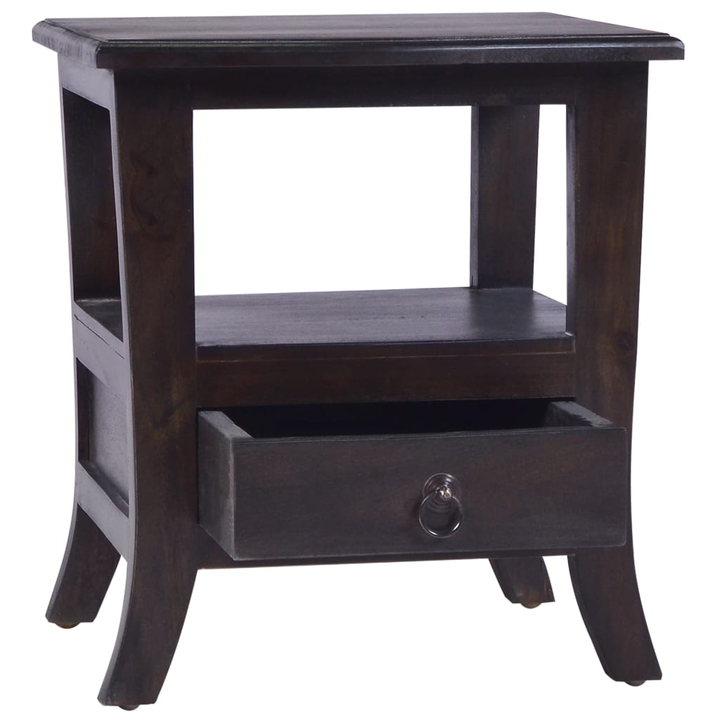 Comodino Nero Chiaro 40x40x45 cm in Legno Massello di Mogano