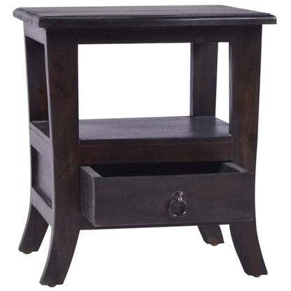 Comodino Nero Chiaro 40x40x45 cm in Legno Massello di Mogano