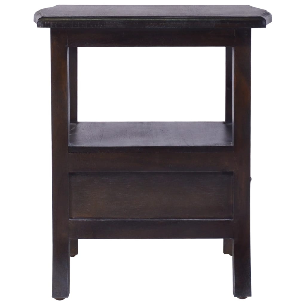 Comodino Nero Chiaro 40x40x45 cm in Legno Massello di Mogano