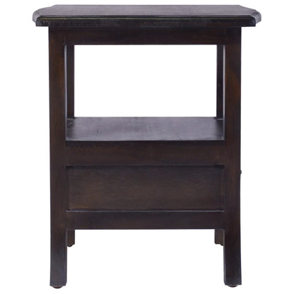 Comodino Nero Chiaro 40x40x45 cm in Legno Massello di Mogano