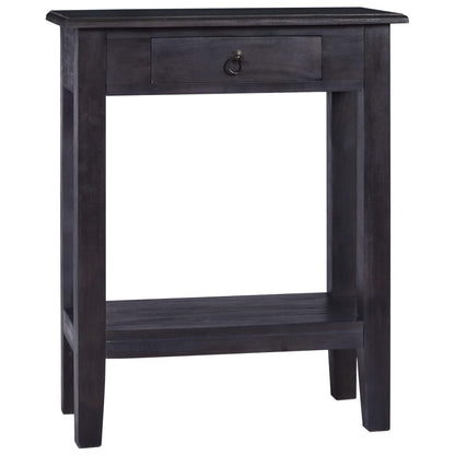Tavolo Consolle Cassetto Nero 60x30x75 cm Legno Massello Mogano