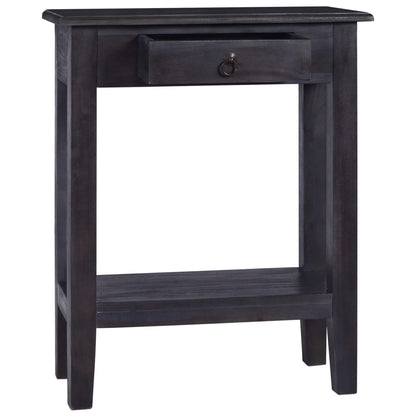 Tavolo Consolle Cassetto Nero 60x30x75 cm Legno Massello Mogano