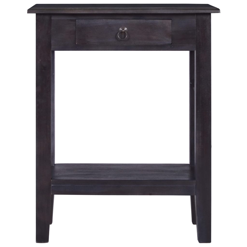 Tavolo Consolle Cassetto Nero 60x30x75 cm Legno Massello Mogano