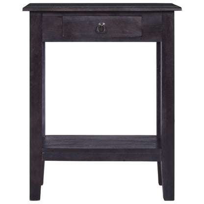 Tavolo Consolle Cassetto Nero 60x30x75 cm Legno Massello Mogano