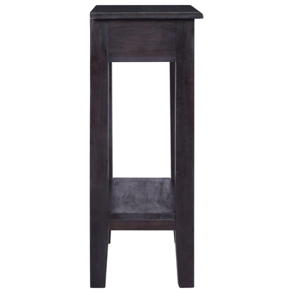 Tavolo Consolle Cassetto Nero 60x30x75 cm Legno Massello Mogano