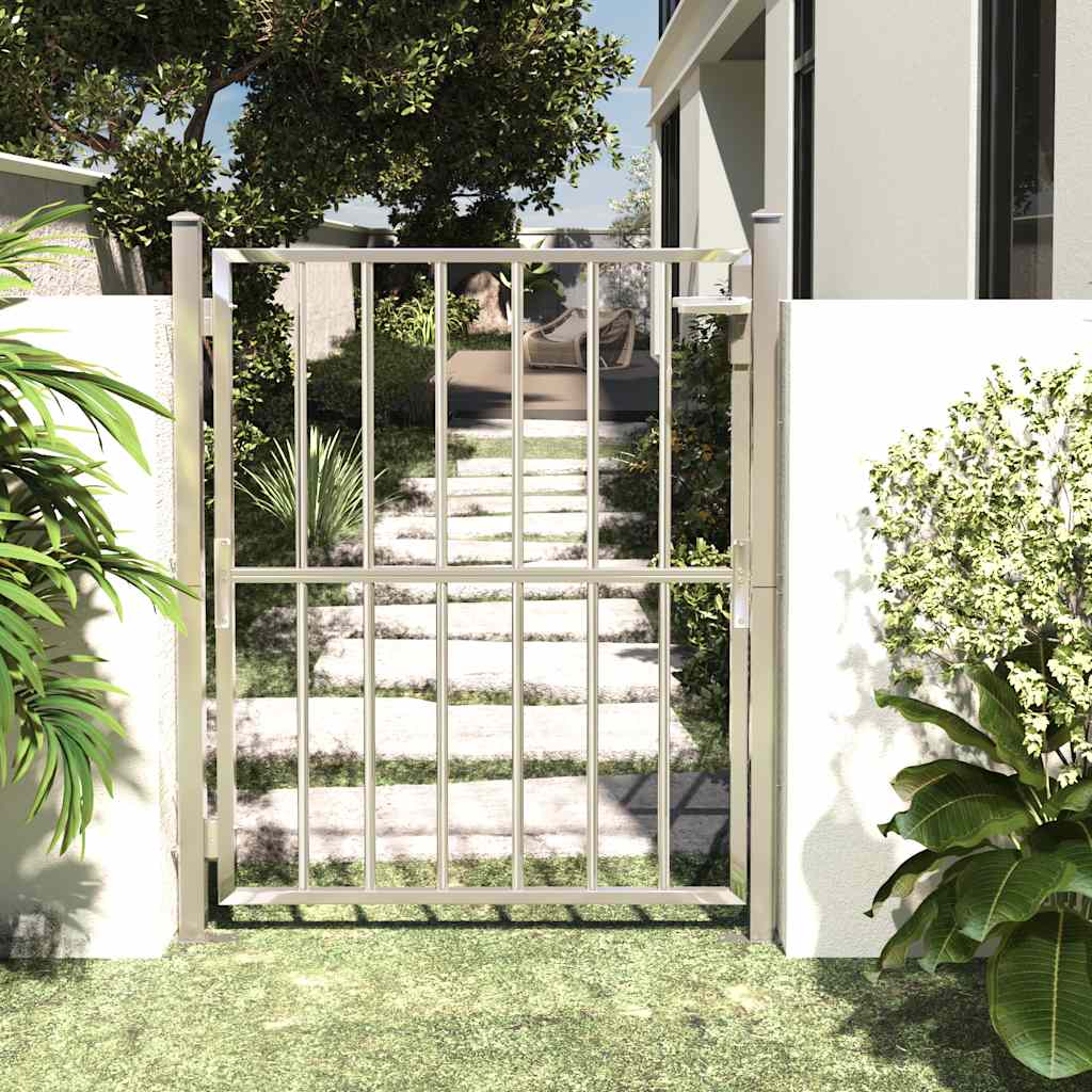 Cancello da Giardino 100x125 cm in Acciaio Inossidabile