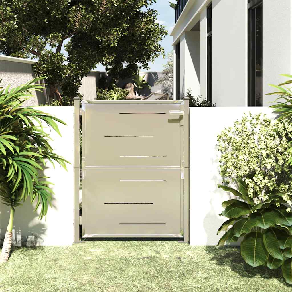 Cancello da giardino 100x120 cm in acciaio inox