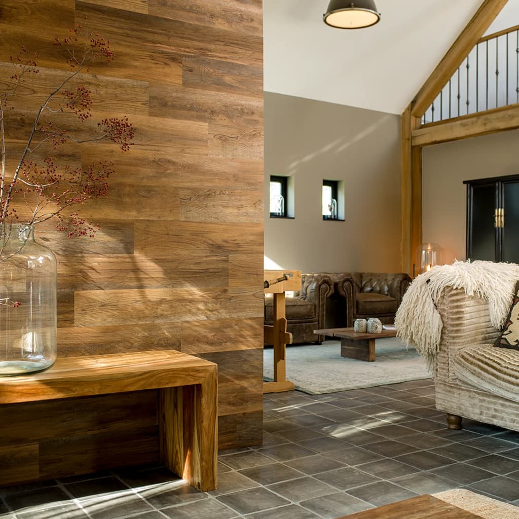 WallArt Listoni Aspetto Legno 30 pz Barnwood Rovere terra d'ombra