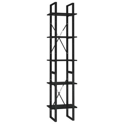 Libreria a 5 Ripiani Nera 40x30x175 cm in Legno Multistrato
