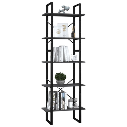 Libreria a 5 Ripiani Grigia 60x30x175 cm in Legno di Pino