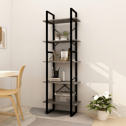 Libreria a 5 Ripiani Grigia 60x30x175 cm in Legno di Pino
